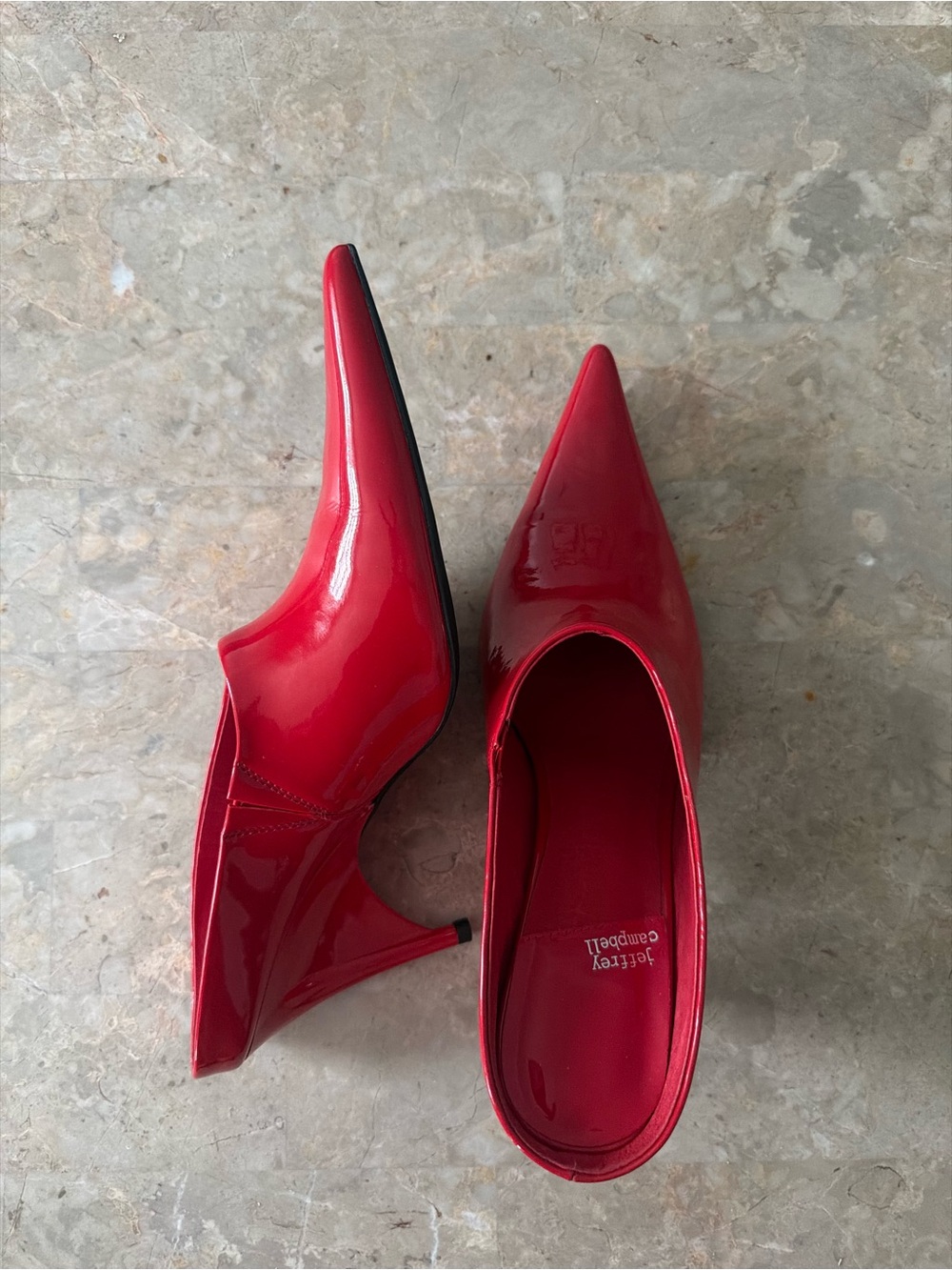 Jeffrey Campbell Red Patent Pointed-Toe Slip-On Heels